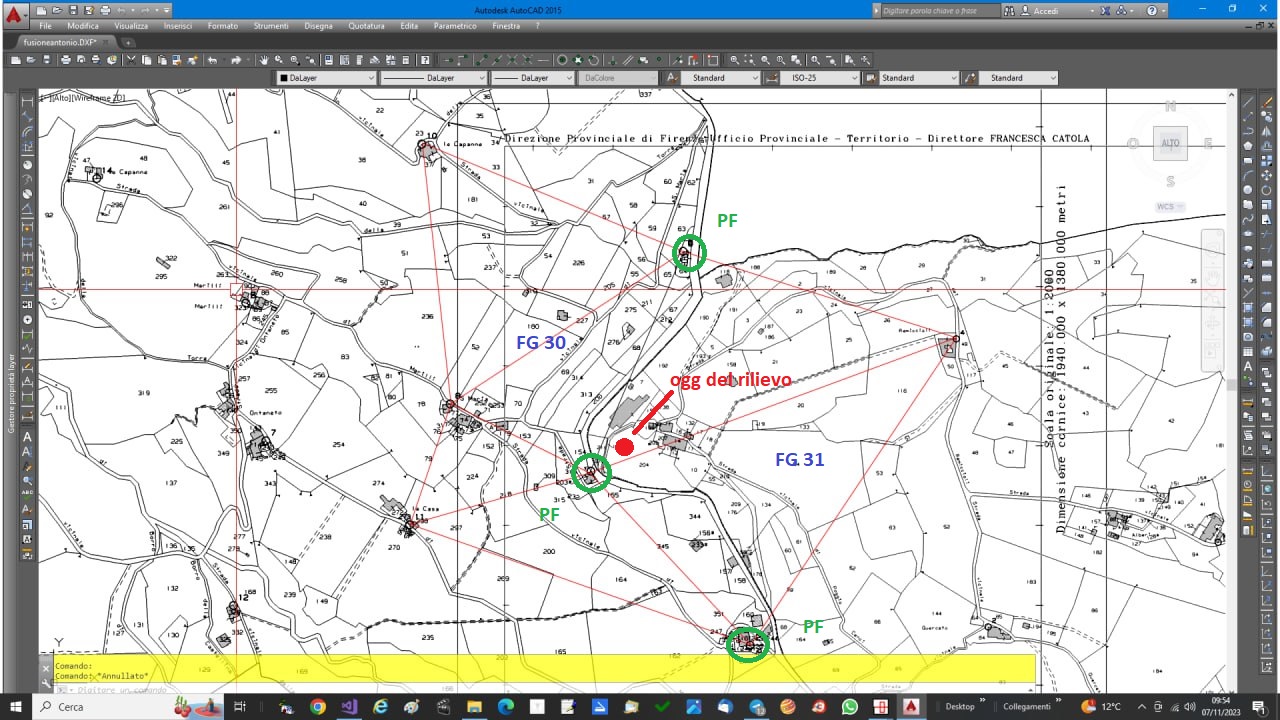 Pregeo Elaborazione lib PREGEO Nessun PF appartenente al Fg oggetto del rilievo