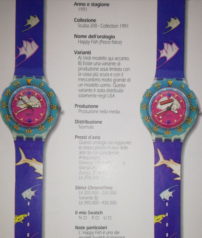 Vendo Swatch Scuba Happy Fish 1991