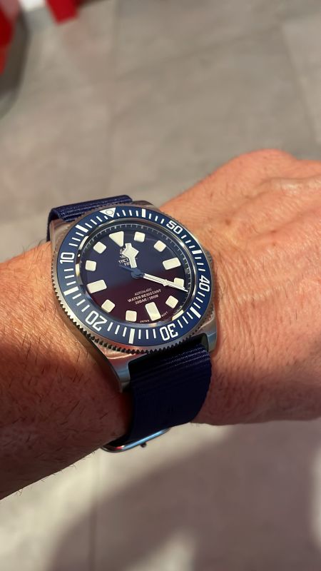 TACTICAL FROG San Martin SN0144-GS Orologio da polso da uomo con movimento automatico 9015, vetro zaffiro, 10 bar, orologio subacqueo da uomo, quadrante blu, marrone, 39mm, Bracciale