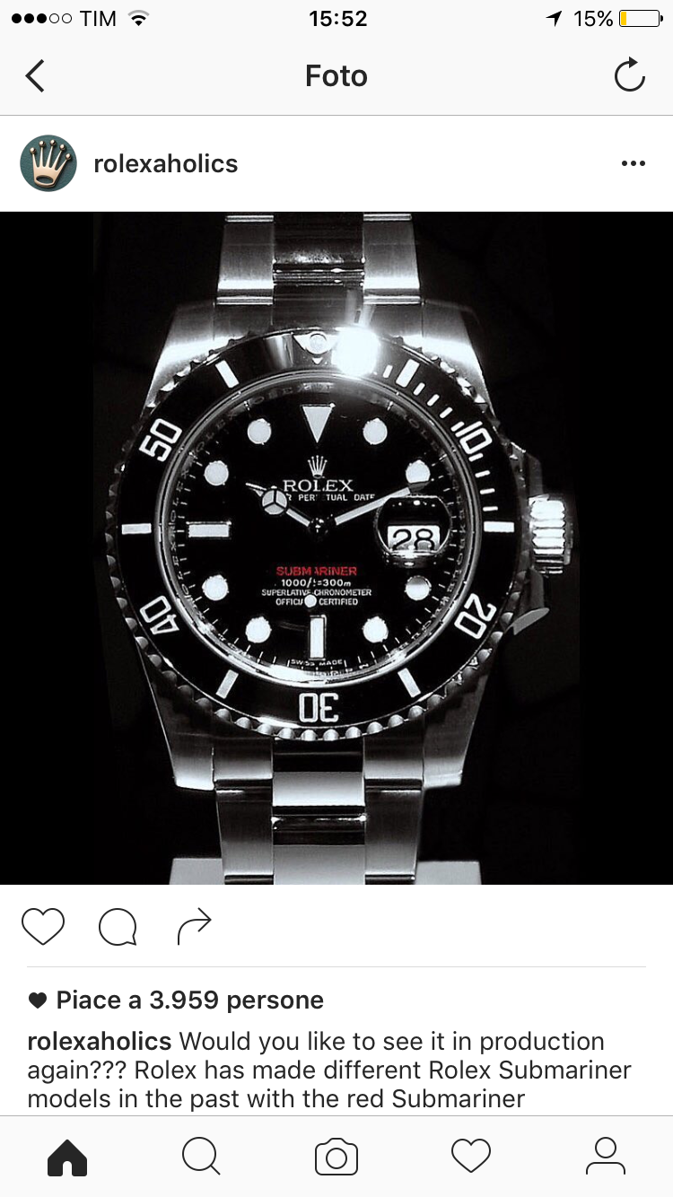 Nuovo Rolex Submariner scritta rossa