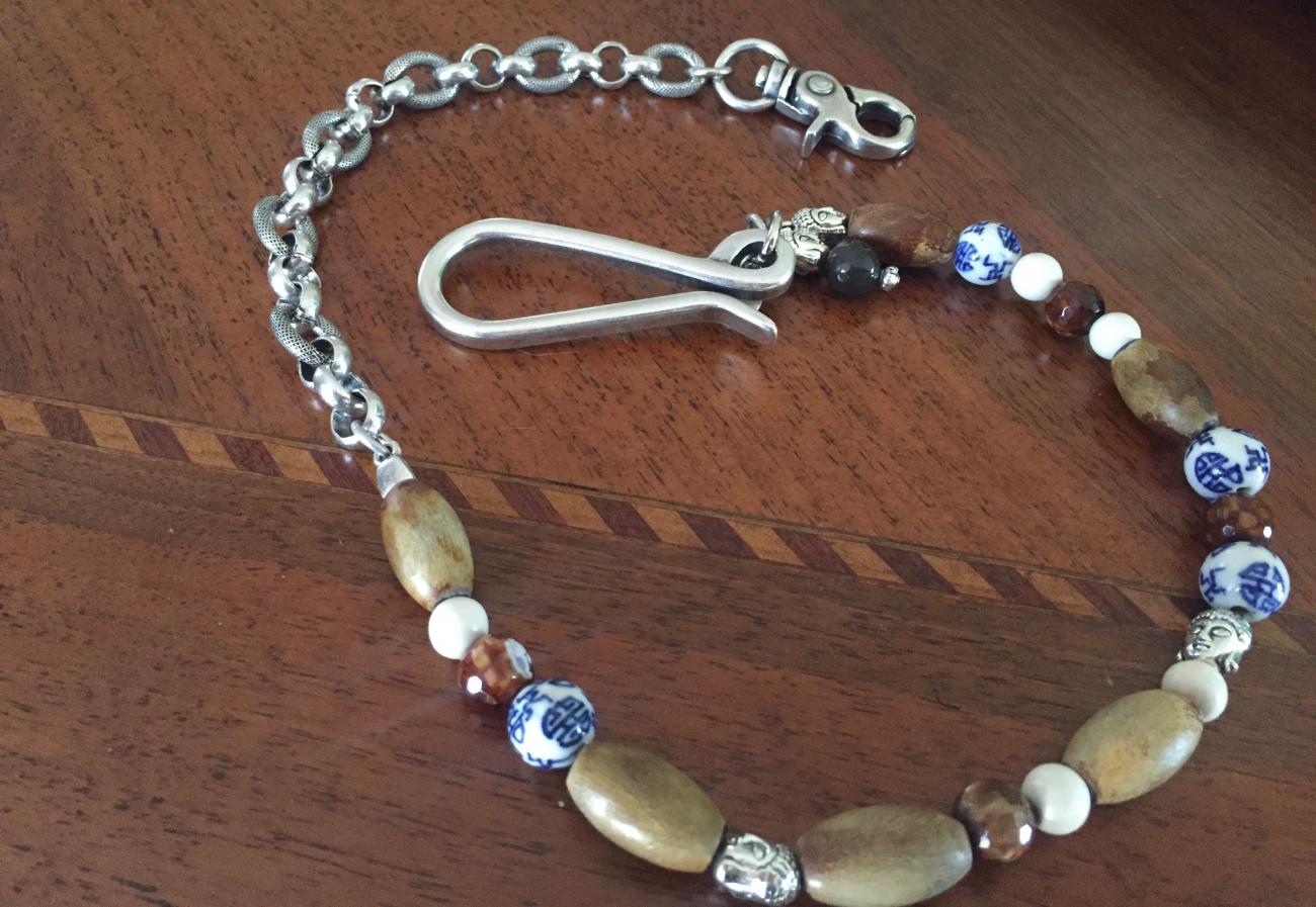 Portachiavi A Catena Lunga 50cm In Acciaio Inox - 2 Pezzi Con Moschettone Per Uomo E Donna - Foto 9