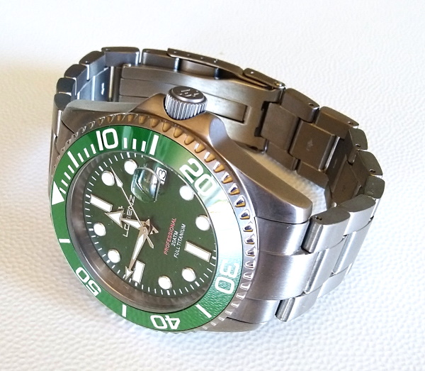 Lorenz Full Titanium Automatic LZ 030212CC Orologio da uomo subacqueo con movimento automatico con cassa e cinturino in titanio, Box set con cinturino in gomma in omaggio