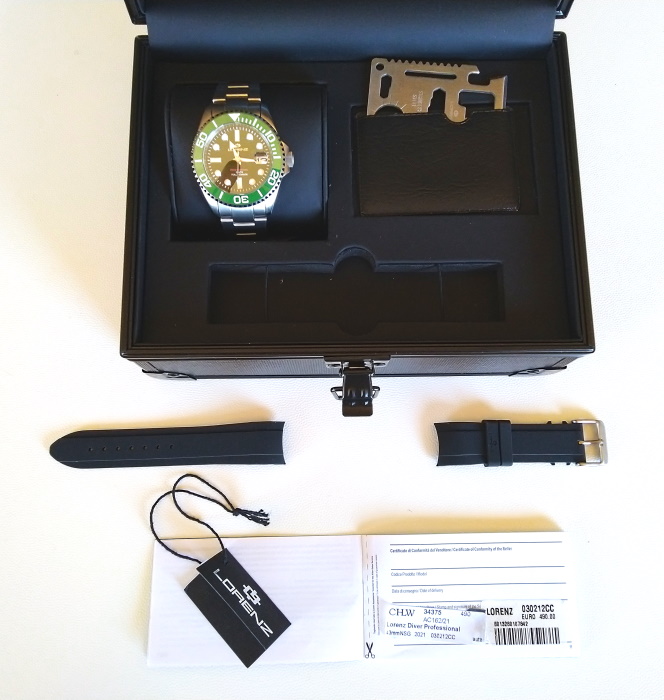 Lorenz Full Titanium Automatic Orologio Subacqueo Uomo – Movimento Automatico, Cassa E Cinturino In Titanio, 1000m, Set Con Cinturino In Gomma FKM E Cofanetto Alluminio - 4