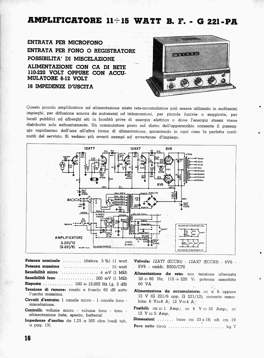 Amplificateur De Puissance Geloso G-221-A - Vintage - Occasion Fonctionnel