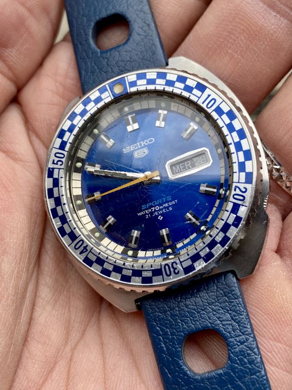 SEIKO Rally 6119-7170/7173/8300 Original Rotating Bezel With Blue - Foto 2