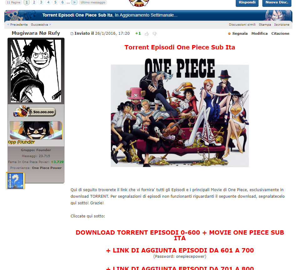SCARICARE TUTTI GLI EPISODI DI ONE PIECE