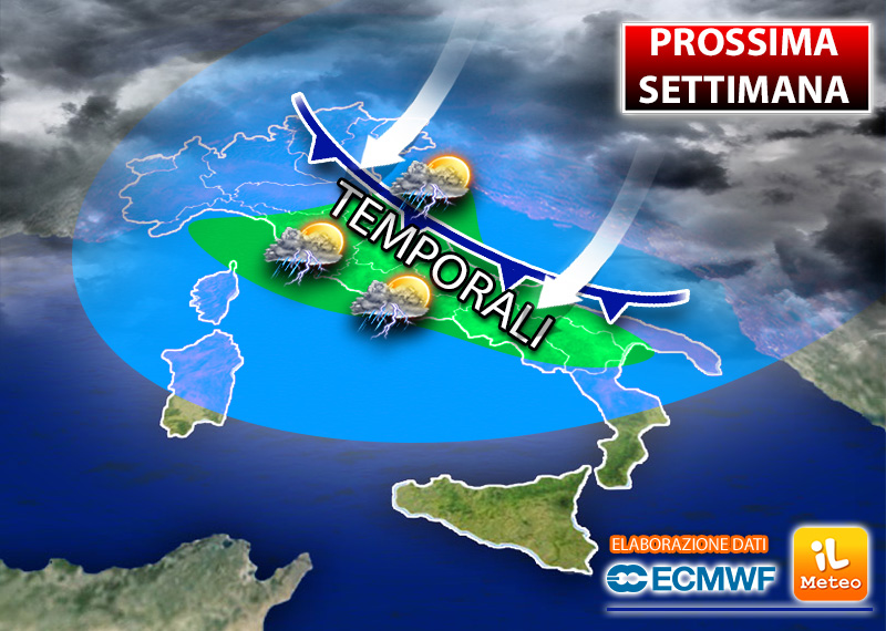 Prossima settimana strappo all'anticiclone tra lunedì e martedì. Poi